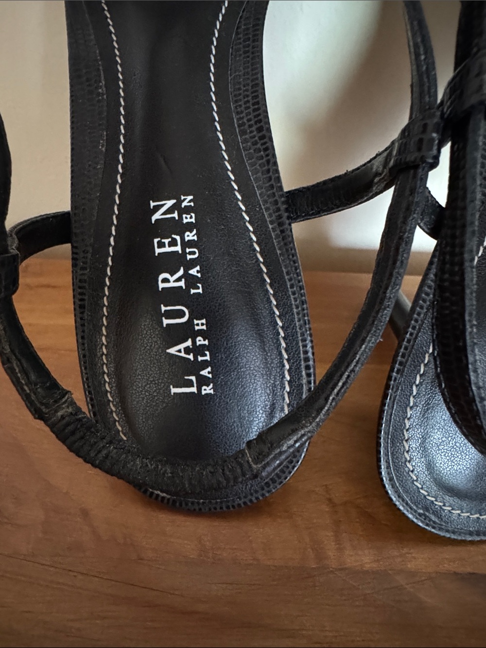 Lauren Ralph Lauren Women’s Black Sandals Size 8.5 B Upper Leather Slingback - Picture 2 of 9